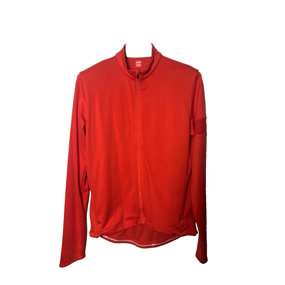 Rapha Men's Long Sleeve Red Long Sleeve Wool Blend Zip Up Jersey Sweater Size XL